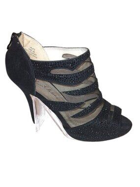 DE BLOSSOM COLLECTION BLACK MESH BEADED HEELED BOOT | STYLE YAEL-54 | SIZE 8.5